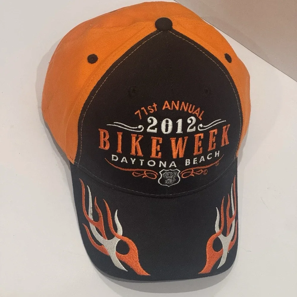 71st Annual Bike Week Daytona Beach 2012 Men Brown Orange Adj‎ Strapback Cap Hat